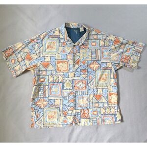 Bamboo Cay Hawaiian Shirt Mens 4XL Geometric Floral Short Sleeve Resort‎ Wear